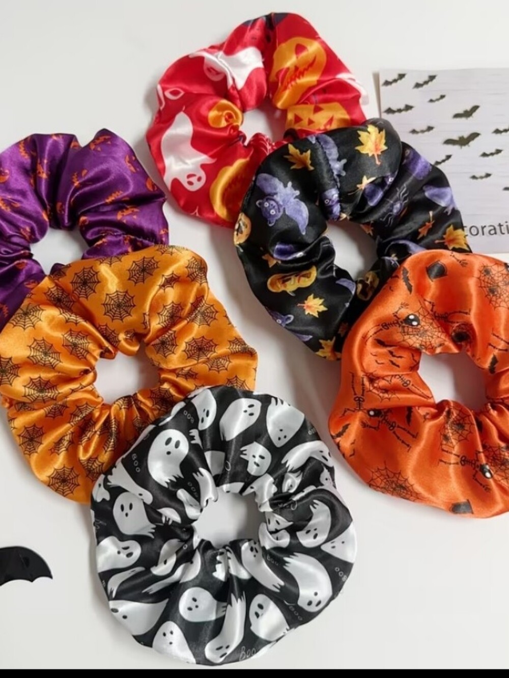 Halloween Multicolor Scrunchie Set - 6 Pack